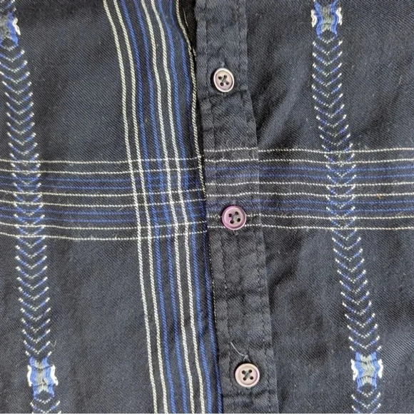 Triple Five Soul Button Front Plaid Tunic Dress  - Navy Blue Size Woman Medium - Picture 5 of 8